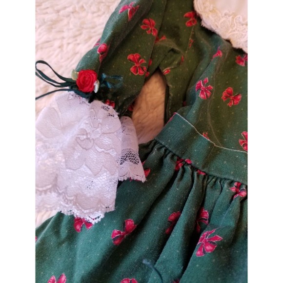 Lilo Childrens Dress Holiday Christmas Vintage Green Red Lace Ruffles 3T FLAWS - Picture 7 of 12